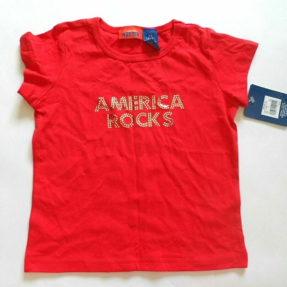 Girl's Celebration Nation American Flag Short Sleeve Tee - America Rocks